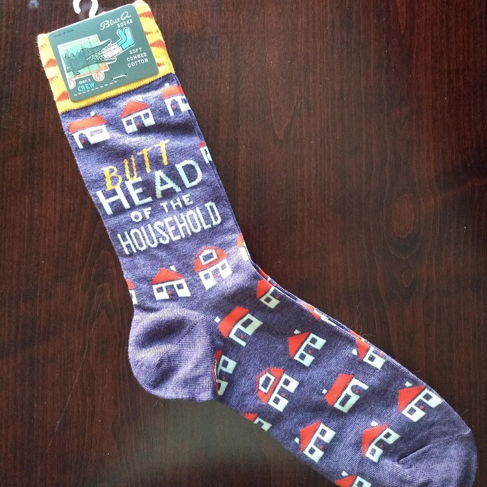 fun gag joke butthead of the household men's crew socks NWT 🎈HOST PICK 🎈